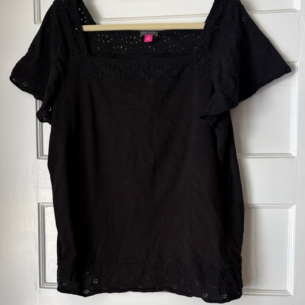 Vince Camuto Black Eyelet Blouse
